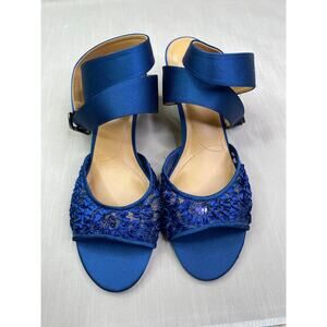 NWOB Womens Small Heel, Ankle Wrap Heel, J. Renee Soncino Navy, 13
